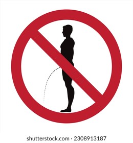 Vector silhouette of no peeing sign on white background. Prohibition symbol.