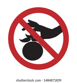 Vector silhouette no tear the fruit mark on white background. Symbol of stop,apple,prohibition,warning.