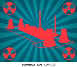 Vector silhouette of nuclear power plant
