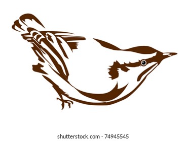 vector silhouette nuthatch on white background