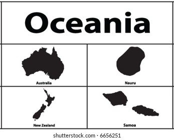 Vector silhouette of Oceania countries