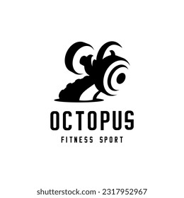 silueta vectorial de los tentáculos de pulpo elevando a la barbacoa, deporte de fitness
