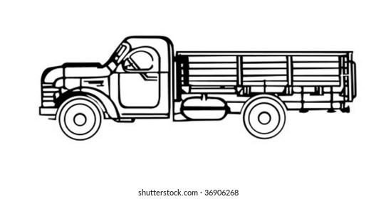 vector silhouette of the old cargo car