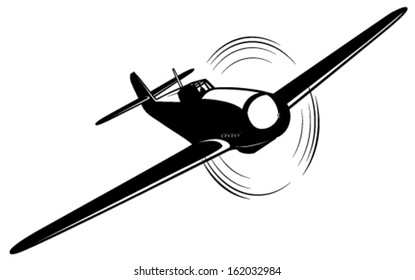 Vector silhouette of the old fighter airplane