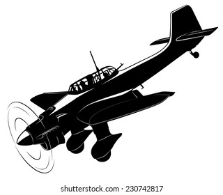 Vector silhouette of the old fighter plane
