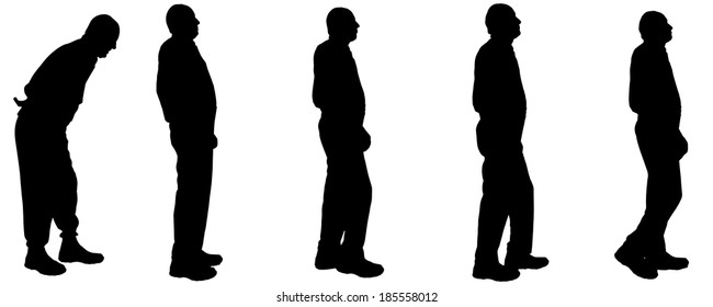 Vector silhouette of old people on a white background. 
