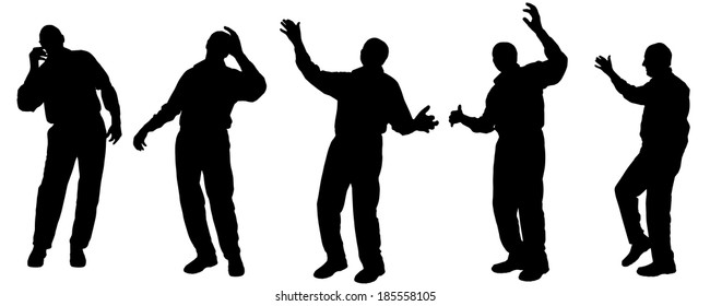 Vector silhouette of old people on a white background. 