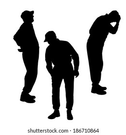 Vector silhouette of old people on a white background. 