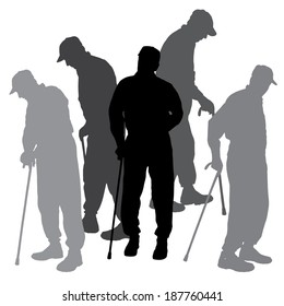 Vector silhouette of old people on a white background. 