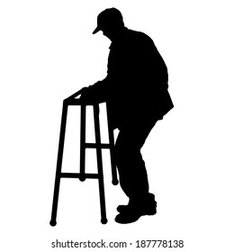 Vector silhouette of old people on a white background. 