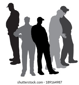 Vector silhouette of old people on a white background. 
