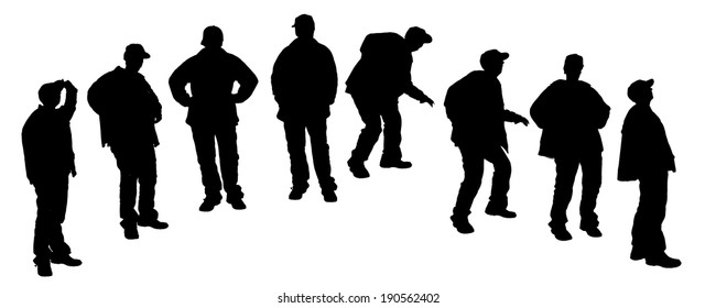 Vector silhouette of old people on a white background. 