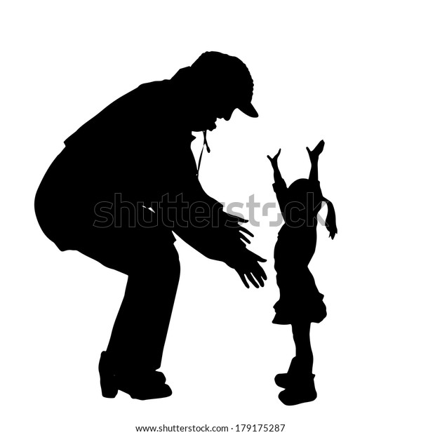 Vector Silhouette Old Person Child On Stock Vector (Royalty Free) 179175287