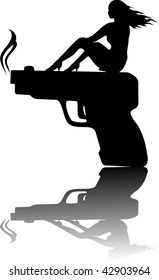 Vector silhouette on detective theme