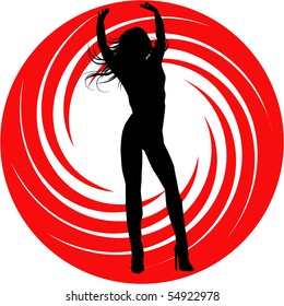 the vector silhouette on red swirl eps 8