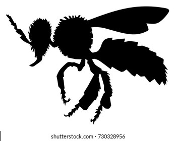 vector silhouette of ordinary bee, side view