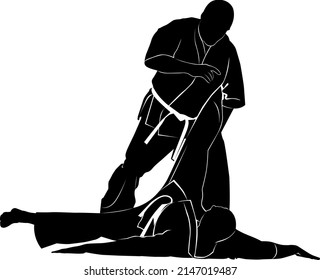 silueta vectorial artes marciales orientales. duelo de atletas