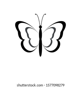 Vector silhouette of outline black butterfly.icon. linear style sign for mobile concept and web design. Symbol, logo illustration. graphic
