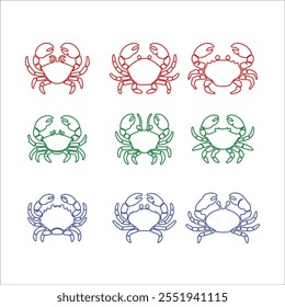 Silueta de Vector de cangrejos de contorno