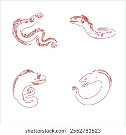 Vector Silhouette Outline Of Eel Fish