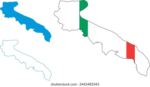 Vector silhouette outline regione  Puglia, italian, Apulia italian region