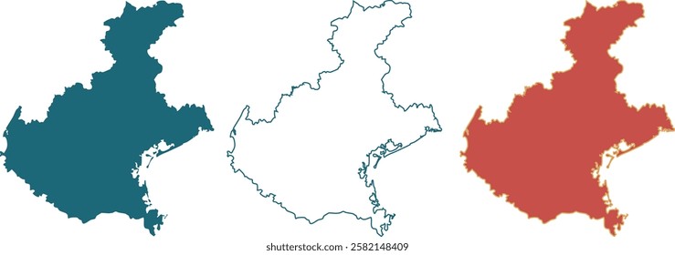 Vector silhouette outline of Veneto Italian region, isolated
