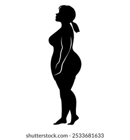 A vector of a silhouette of an overweight woman