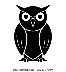 Vector silhouette of an owl on a white background