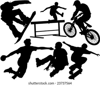 VECTOR Silhouette pack of 6 various sports activities.