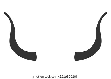 Vector silhouette of a pair of bull horns isolated on white