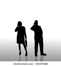 Vector silhouette of a pair businessman on a white background.