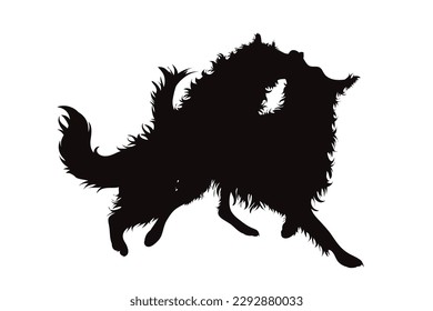 Vector silhouette of pair of dogs on white background. Symbol of animal and pet.