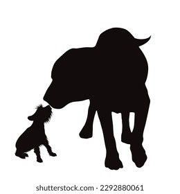 Vektor-Silhouette von Paar Hunden auf weißem Hintergrund. Symbol von Tier und Tier.