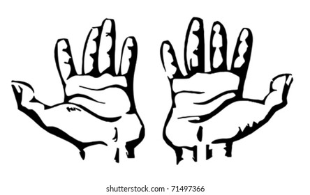 vector silhouette palm on white background