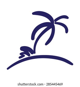 vector silhouette of palm tree on the beach