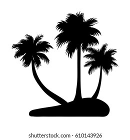 Vector silhouette of palm tree on white background.