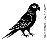 A vector silhouette parakeet art illustration.