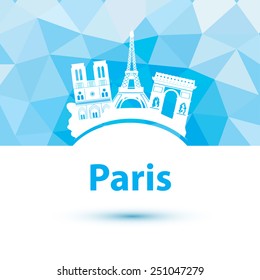 Vector silhouette of Paris. City skyline on polygonal background.