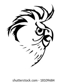 vector silhouette of the parrot on white background