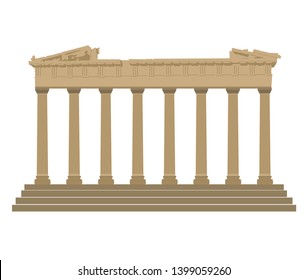 Vector silhouette of the Parthenon ruin at the Acropolis Citadel, Athens, Greece. Building Landmark Vector. Parthenon from Greek ancient national landmark in retro style. Temple. Unesco