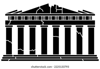 Silueta vectorial de la ruina del Partenón en la ciudadela de la Acrópolis, Atenas, Grecia