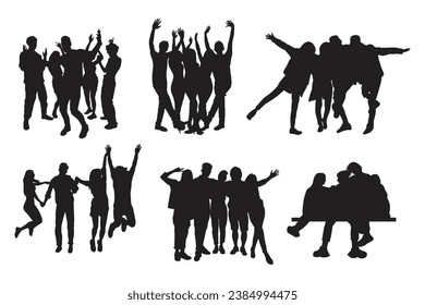 Vector silhouette party people vector illustration collection