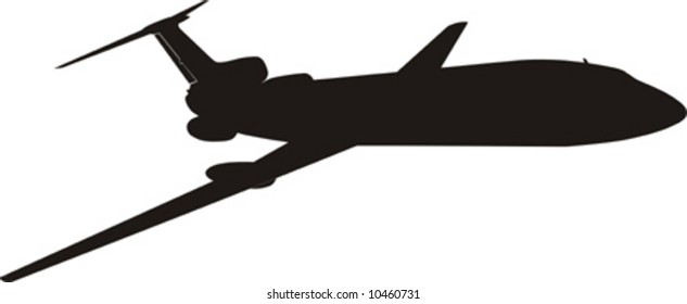 Vector silhouette of passenger jetliner. Isolated on white background