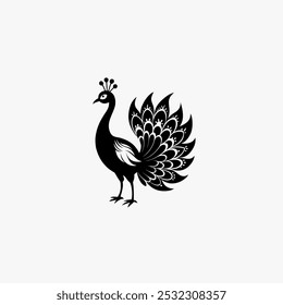 Vector Silhouette of Peacock, Elegant Peacock Illustration for Exotic Bird and Nature Designs