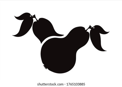 Vector silhouette of pear. Symbol of fruit.