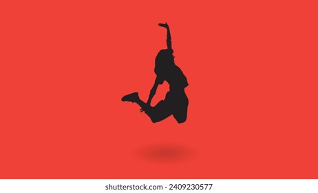 vector silhouette of people dancing on an orange background, dance silhouette, kpok dance silhouette
