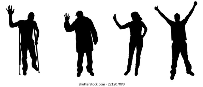 Vector silhouette of people in different positions.