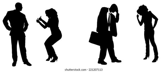 Vector silhouette of people in different positions.