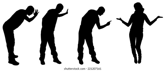 Vector silhouette of people in different positions.