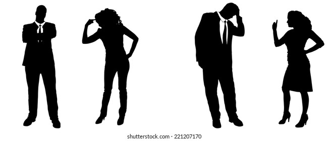 Vector silhouette of people in different positions.